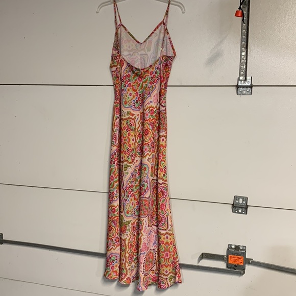 RESA LOS ANGELES MULTICOLOR SATIN SLIP MAXI DRESS MEDIUM - Picture 6 of 6